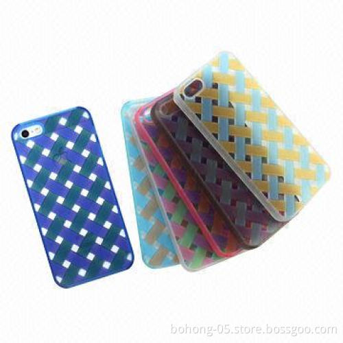 Case for iPhone 5S, Made of PC, Knitted Pattern, Hollow Three-color Single Bottom